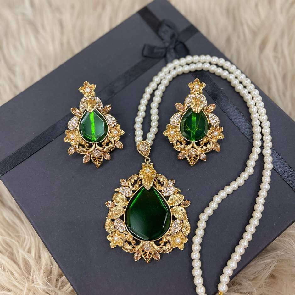 Doublet Stone Big Pendent Mala Set 88PS-2